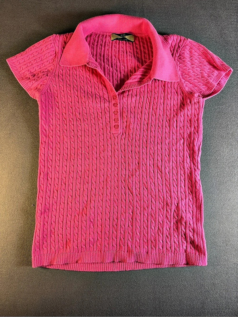 525 america Pink Knit Polo Top